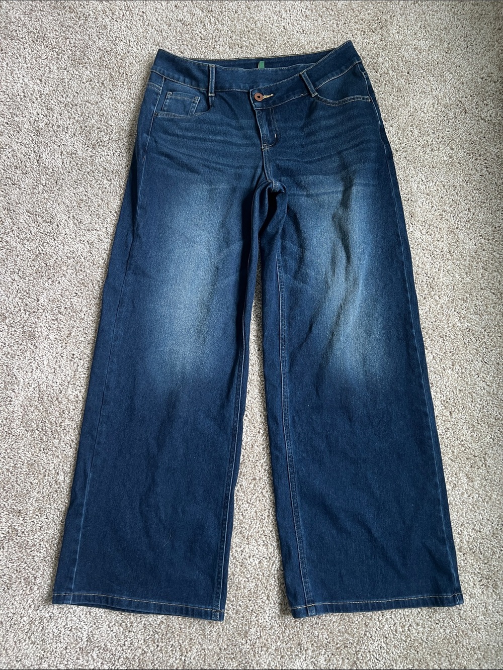 Women's Wide Leg Jeans - Dark Blue